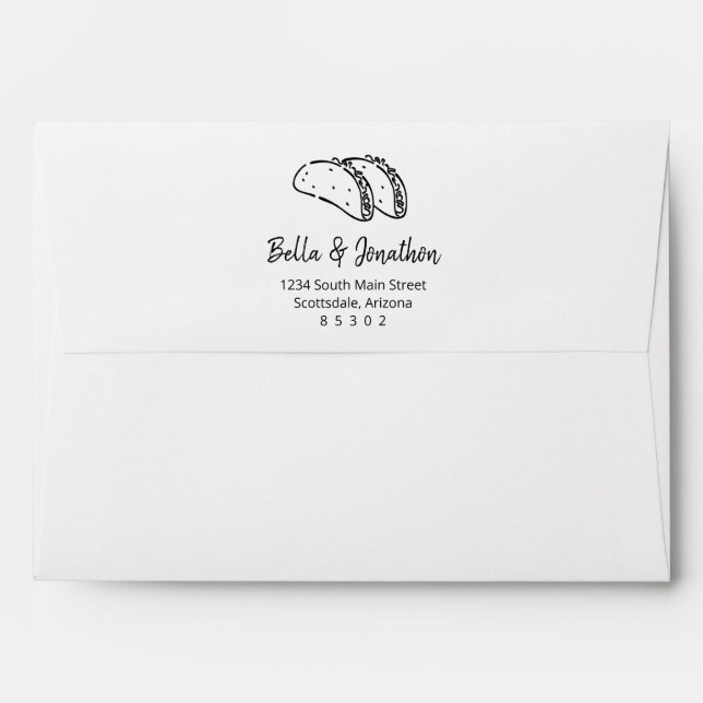 Tacos on Personalised Wedding Envelope (Back (Top Flap))