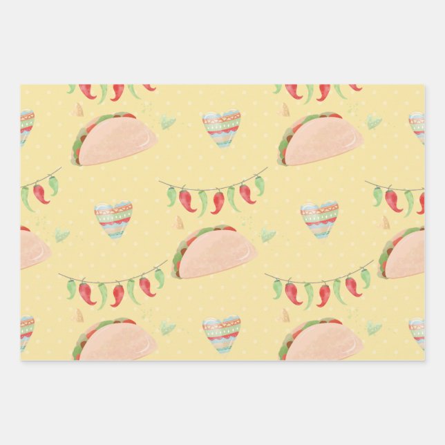 Tacos party National Hispanic Heritage Wrapping Paper Sheet (Front)