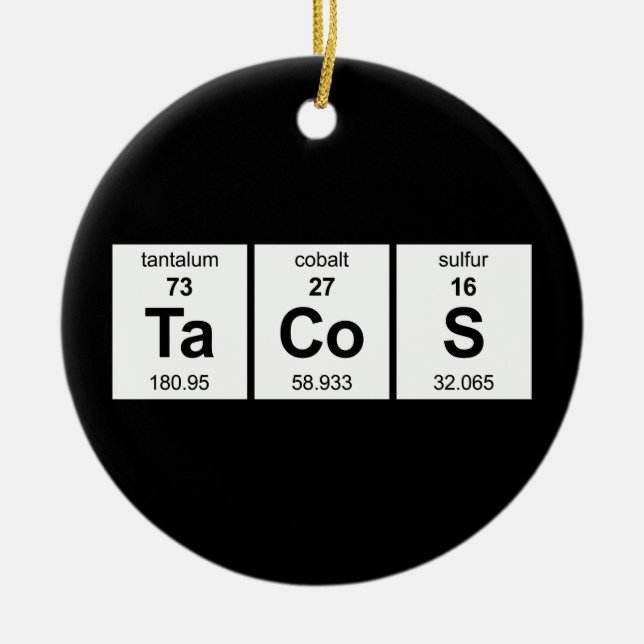 TaCoS Periodic Table Ceramic Tree Decoration (Front)