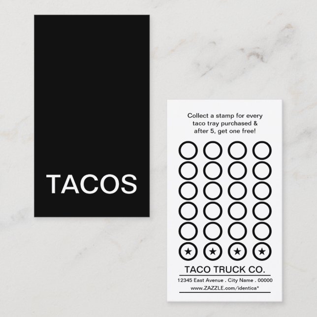 tacos punch card (Front/Back)