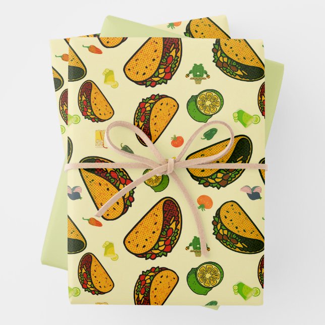 Tacos Seamless Pattern Wrapping Paper Sheet (In situ)