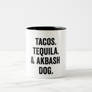Tacos Tequila And Akbash Dog Funny  Two-Tone Coffee Mug