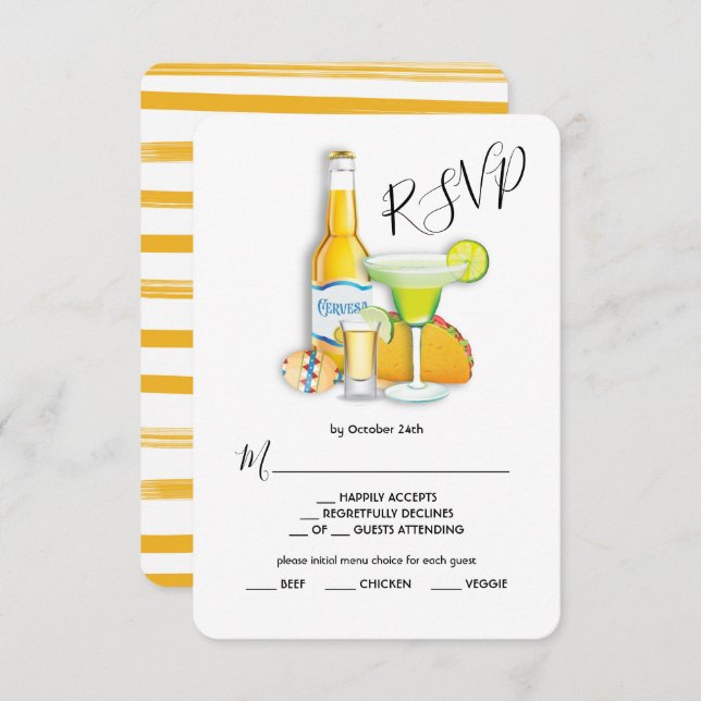 Tacos Tequila & Beer Menu Choice RSVP Card (Front/Back)