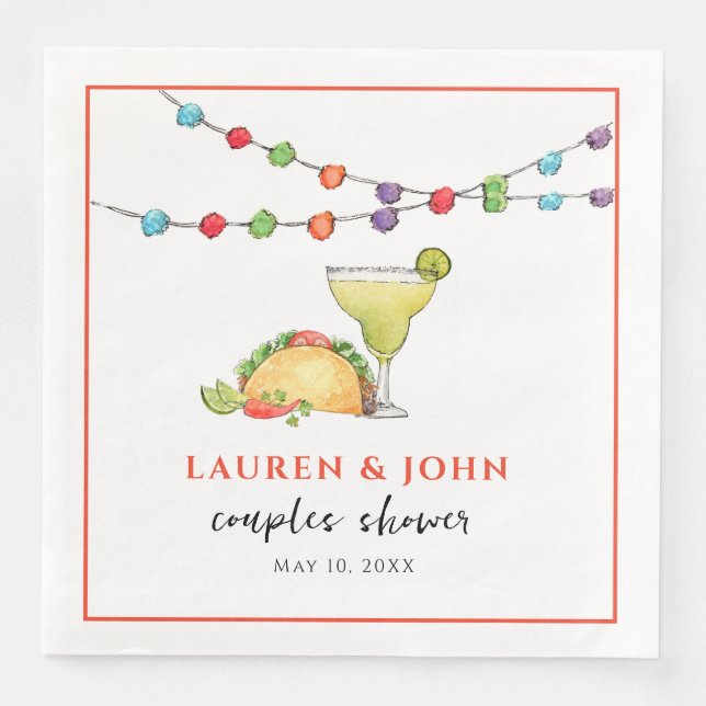 Tacos & Tequila Fiesta  Couples shower  Napkin (Front)