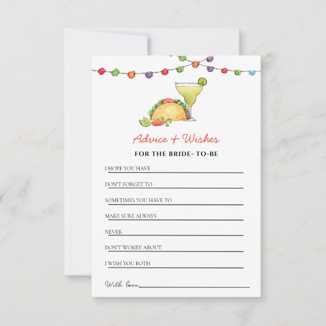 Tacos &  Tequila Fiesta shower Advice & Wishes  Invitation (Front)