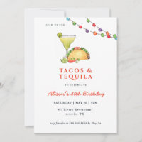 Taco's & Tequila Margarita Birthday Invitation