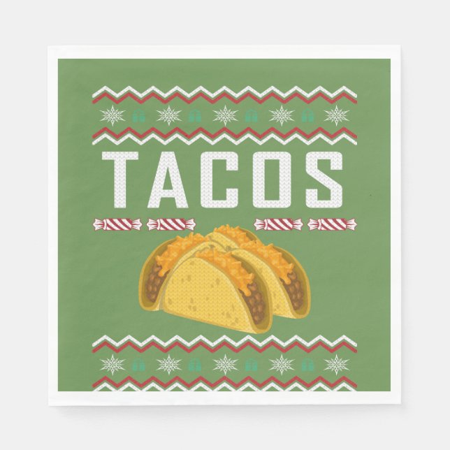 Tacos Ugly Christmas Sweater Napkin (Front)