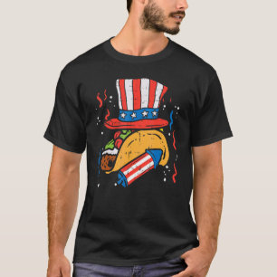Tacos Us Flag Hat Firecracker 4th Of July Mexican T-Shirt