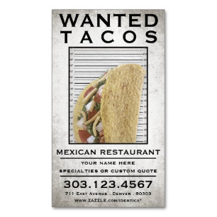 tacos wanted poster business card