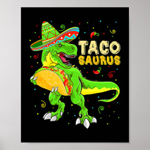 Tacosaurus Shirt Taco Cinco De Mayo Kids Boys Dino Poster