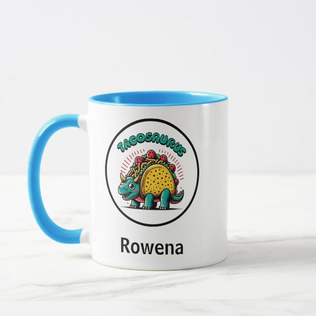 Tacosaurus Triceratops Funny Cartoon Mug (Left)
