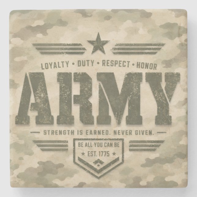 Tactical Army Design Stone Coaster (Front)