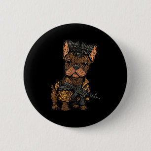 Tactical Frenchie Funny Dog Bulldog With Nvg Meme 6 Cm Round Badge