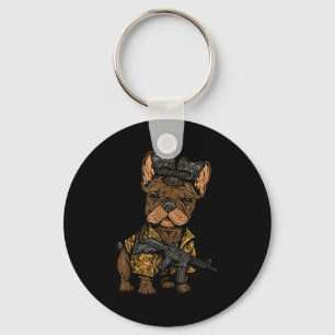Tactical Frenchie Funny Dog Bulldog With Nvg Meme Key Ring