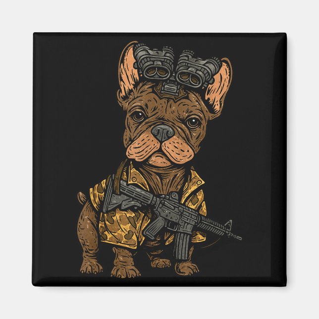 Tactical Frenchie Funny Dog Bulldog With Nvg Meme  Magnet (Front)