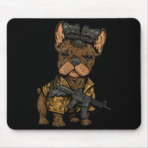 Tactical Frenchie Funny Dog Bulldog With Nvg Meme  Mouse Mat