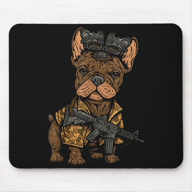 Tactical Frenchie Funny Dog Bulldog With Nvg Meme  Mouse Mat (Front)