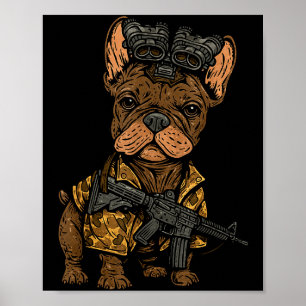 Tactical Frenchie Funny Dog Bulldog With Nvg Meme Poster