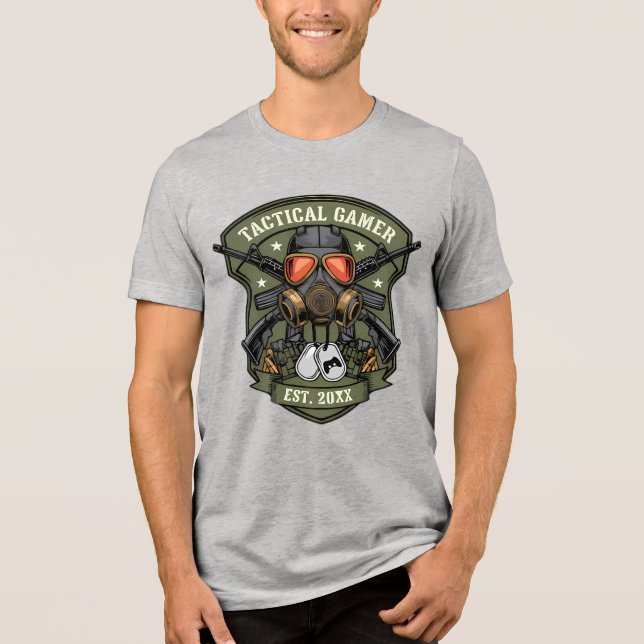 Tactical Gamer Military Badge Emblem Tri-Blend Shirt (Front)