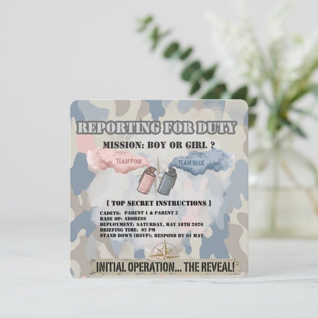 Tactical Gender Reveal Invitation  (Standing Front)