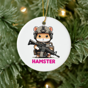 Tactical Hamster Ceramic Tree Decoration