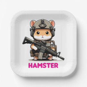 Tactical Hamster Paper Plate