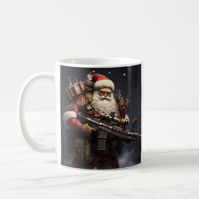 Tactical Santa Claus holiday Coffee Mug  (Left)