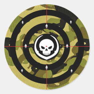 Tactical Skull Target Camouflage Precision Strike  Classic Round Sticker