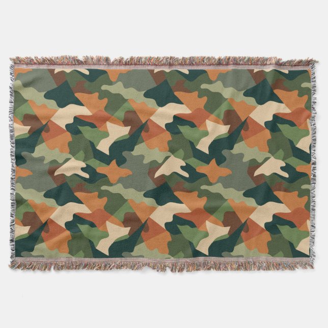 Tactical Trench camouflage Throw Blanket (Front)