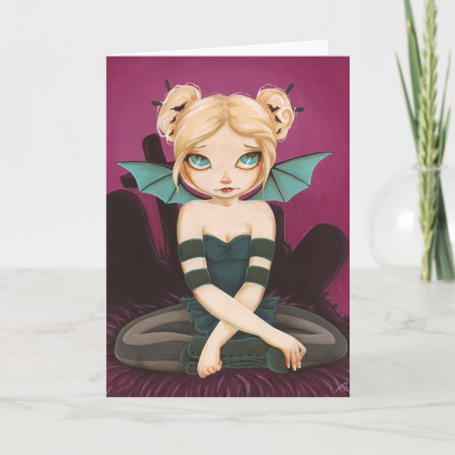 Tad Batty - bat fairy greeting card (Front)