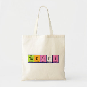 Tadashi periodic table name tote bag