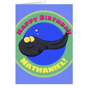 Tadpole cute cartoon birthday greeting card