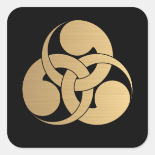 Tadpole Mon Japanese samurai clan brushed gold Square Sticker