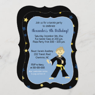 Tae Kwon Do Birthday Invitations Yellow Belt Boy