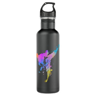 Tae Kwon Do Karate Colorful Silhouette for Girls 710 Ml Water Bottle