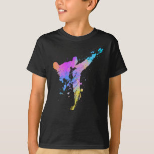 Tae Kwon Do Karate Colorful Silhouette for Girls T-Shirt