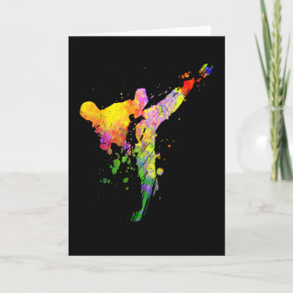 Tae Kwon Do Karate Colourful Silhouette for Girls Card
