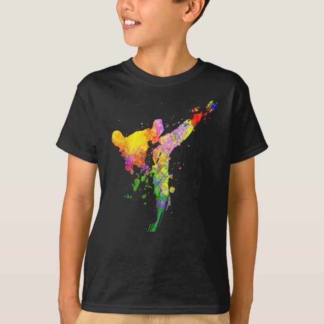 Tae Kwon Do Karate Colourful Silhouette for Girls T-Shirt (Front)
