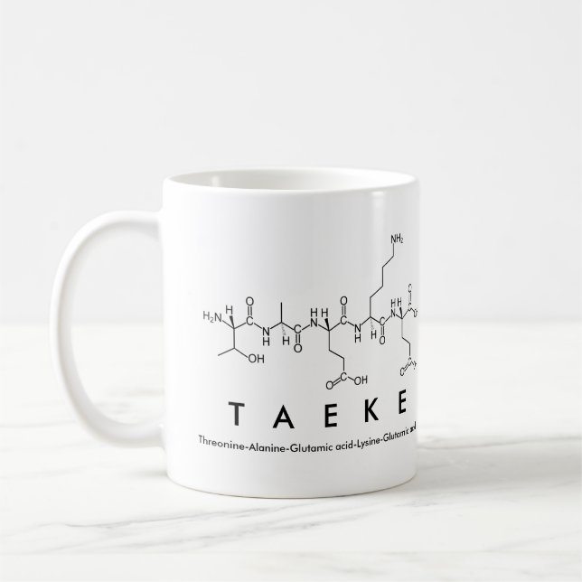 Taeke peptide name mug (Left)