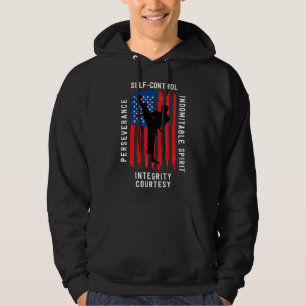 Taekwondo 5 Tenets Martial Arts Sports USA Flag Hoodie