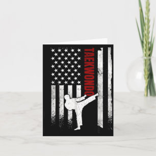 Taekwondo American Flag Distressed Usa Patriotic Card