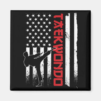 Taekwondo American Flag Taekwondo Fighter US Flag Magnet