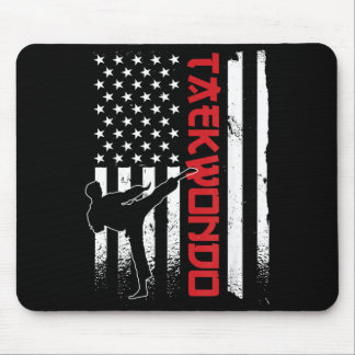 Taekwondo American Flag Taekwondo Fighter US Flag Mouse Mat