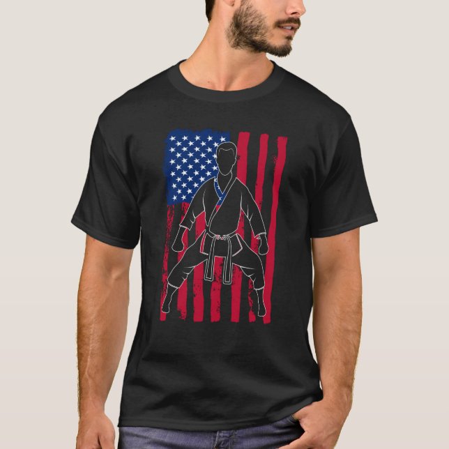 Taekwondo  American Flag Taekwondo  Patriotic T-Shirt (Front)