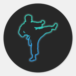 Taekwondo Apparel Martial Arts Shirt Kids Men Boys Classic Round Sticker