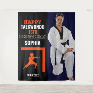 Taekwondo Birthday, Girl Player Backdrops Tapestry