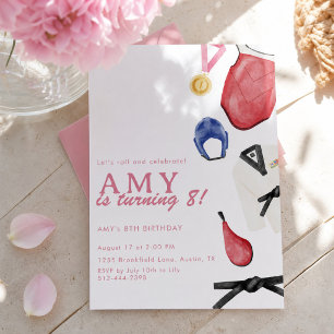 Taekwondo Birthday Invitation Girl Martial Arts 