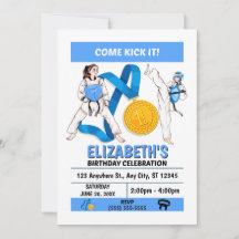 Taekwondo Birthday Party Invitation (Girls)