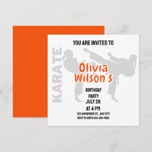 Taekwondo Birthday Party, Taekwondo Girl Player Invitation