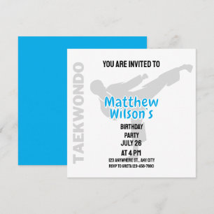 Taekwondo Birthday Party, Taekwondo Player   Invitation